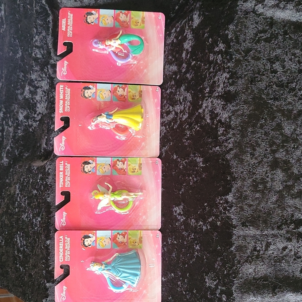🆕️ Disney Princess Figural Bag clip/ Figurines Set of 4